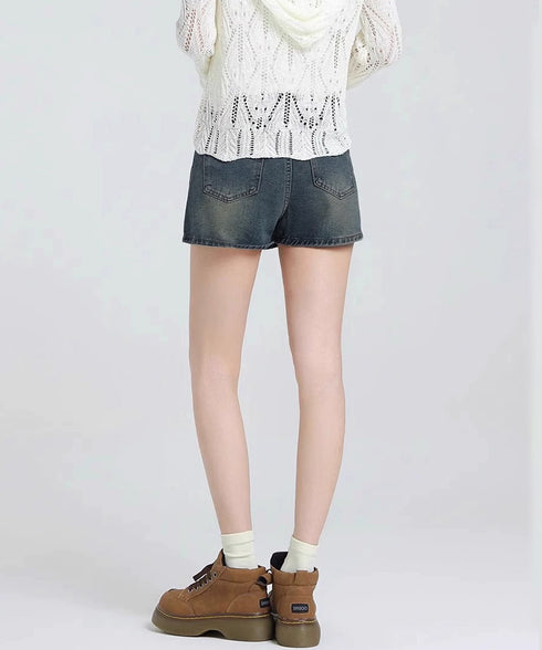 デニムスカパン キュロットスカート韓国風 ミニスカパン デニムスカート ハイウエストデニムショートパンツ ストリート系チラ見せ防止タイトスカート 美脚美尻ボトムス 84GZYM-005